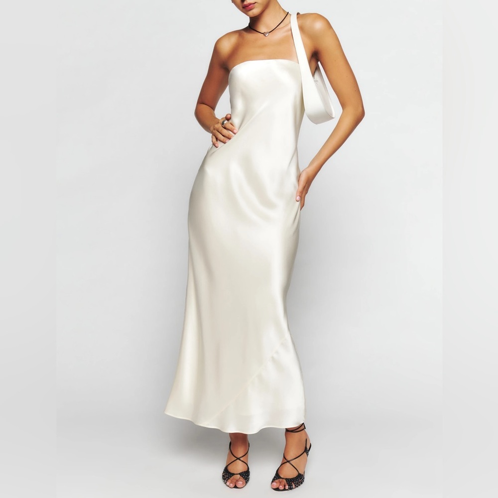 Reformation Joana Silk Dress - Fior Di Latte - Size XS